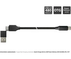 Kabelis USB PYTHON USB-A - USB-C 1 m Juodas (PY-USB002S)