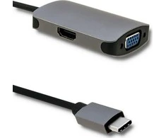 Qoltec USB adapteris Type C male / HDMI Female | VGA Moteris