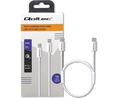 QOLTEC 52359 USB 2.0 tipo C kabelis USB 2.0 tipas C 60W QC 3.0 PD 1m Baltas
