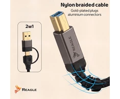 USB laidas Reagle USB laidas spausdintuvui, skaitytuvui, diskams 2 viename USB-A - USB-B HP CANON USB-C 3.0 50 cm REAGLE