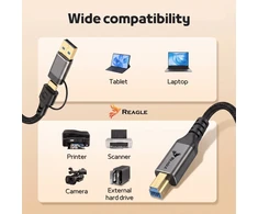 USB laidas Reagle USB-A + USB-C - USB-B 2 m Juodas