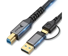 USB kabelis Reagle USB-A + USB-C - USB-B 1 m Juodas