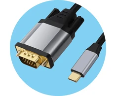 Kabelis USB Reagle USB-C - D-Sub (VGA) 1.8 m Juodas