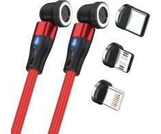 Kabelis USB Realpower USB-A - USB-C + microUSB + Lightning 1 m Raudona (439649)