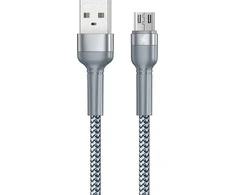 USB Micro Remax Jany Alloy kabelis, 1m, 2.4A (sidabras)