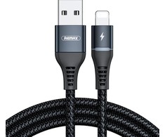 USB laidas Lightning Remax Colorful Light, 2.4A, 1m (juodas)
