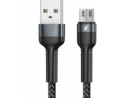 USB Micro Remax Jany Alloy kabelis, 1m, 2.4A (juodas)