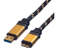 USB kabelis Roline USB-A - mikro B 0,8 m juodojo aukso (JAB 1944110)