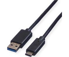 USB kabelis Roline USB-A - USB-C 0,5 m juodas (11.44.9010)