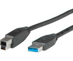 ROLINE USB 3.0 kabelis, A tipo M - B tipo M 0,8 m, 0,8 m, USB A, USB B, USB 3.2 Gen 1 (3.1 Gen 1), kištukas/kištukas, juodas