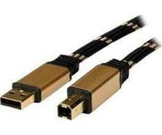 Kabelis USB Roline USB-A - USB-B 4.5 m Juodas Auksinis (JAB-1127658)