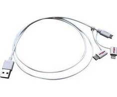Roline USB-A – microUSB + USB-C USB kabelis 1 m baltas (JAB-4216448)