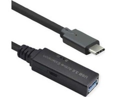 USB kabelis Roline USB-C - USB-A 15 m, juodas