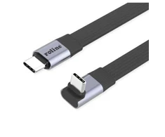 USB laidas Roline USB4 2.0, plokščias, tiesus ir su 270 laipsnių kampu, su Emark, CC žymėjimu, M/M, 8K UHD-2, 80 Gbit/s, 240 W, juodas