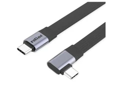 USB kabelis Roline USB4 2.0, plokščias, tiesus ir su 90 laipsnių kampu, su Emark, CC žymėjimu, M/M, 8K UHD-2, 80 Gbit/s, 240 W, juodas
