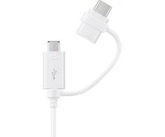 EP-DG930DWE Samsung Combo microUSB duomenų kabelis with USB-C Reduction 1.5m baltos spalvos (Bulk)