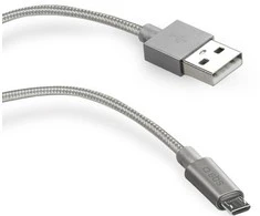 Kabelis USB-microUSB SBS 1 m w otulinie Sidabrinė