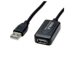 USB laidas Secomp Standartinis USB 2.0 prailginimo laidas, aktyvus su kartotuvu, juodas, 10 m