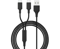 USB kabelis Smrter USB-A - 2x USB-C 1.2 m Juodas (SMRTER _ HYDRA _ DURO _ C _ BK)