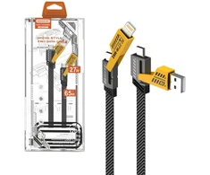 USB laidas 4w1 SMS-BJ15 USB / Typ-C - Lightning / Typ-C 3.1 A 60 W/27 W 1,2 m Pilkas (36147)