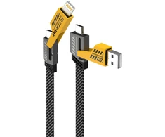 USB laidas 4w1 SMS-BJ15 USB / Typ-C - Lightning / Typ-C 3.1 A 60 W/27 W 1,2 m Pilkas (36147)