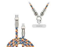 USB laidas, riešo pakabukas + Type-C - Lightning 27W spalvotas SMS-BW34 (36142)