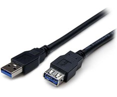 USB kabelis StarTech USB-A - USB-A 1 m Juodas (USB3SEXT1MBK)