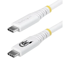 Kabelis USB StarTech - USB-C (M) do USB-C (M) - USB4 / Thunderbolt 3 / Thunderbolt 4 / DisplayPort 1.4 - 2 m - obsługa 4K120Hz, wytrzymały, rozszerzony zakres mocy (EPR), obsługa Power Delivery 3.1, elastyczny - balta (CC2M20GUSB4TPW)