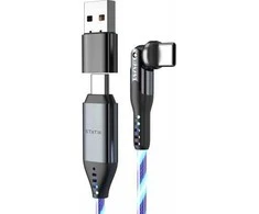 STATIK PowerPivot Pro, šviečiantis LED laidas, USB-C į USB-C, 1m, Juodas