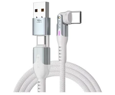 STATIK PowerPivot Pro besisukantis 2-in-1 USB-C laidas, baltas, 2 m