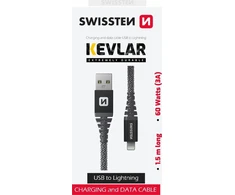Kabelis USB Swissten USB-A - Lightning 1.5 m Pilka (71543010)