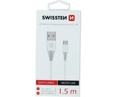 Kabelis USB Swissten USB-A - micro-B 1.5 m Baltas (71504300)