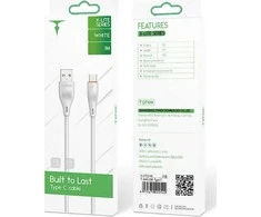 Kabelis 3A 1m USB - USB-C T-Phox X-Lite baltos spalvos