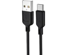 Kabelisis T-PHOX FAST TYPE-C 2,4A PVC 1,2M Juodos spalvos