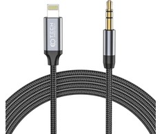 Kabelis 1m Lightning – AUX mini jack 3,5mm Tech-Protect Ultraboost juodos spalvos