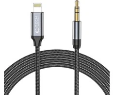 Kabelis 1m Lightning – AUX mini jack 3,5mm Tech-Protect Ultraboost juodos spalvos