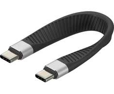 Kabelis USB Techly USB-C - USB-C 0.12 m Juodas (ICOC-USBC-FL-U4)