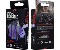 Maxlife MXUC-04 laidas USB – USB-C 1,0 m 3A violetinis