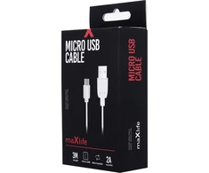 Maxlife laidas USB – microUSB 3,0 m 2A baltas