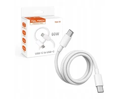 Teltech PD USB-C - USB-C 3A 60W 2m balta oplot TCA-06