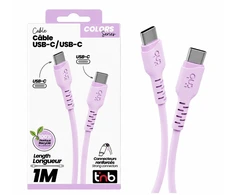 USB laidas TnB USB-C į USB-C 60 W Turbo Charge 1 m telefonui, greitas įkrovimas T''nb / Tcusbc01vl / Violetinė (SB12246)