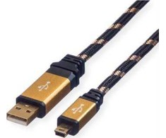 Roline Kabelis USB Triton USB-A - miniUSB 3 m Juodai-auksinė (11.02.8823)