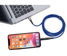 Kabelis USB Troika USB-C - USB-C + Lightning 2 m Mėlyna (CBL20/DB)