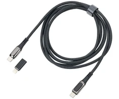 Kabelis USB Troika USB-C - USB-C + Lightning 2 m Juodas (CBL20/BK)