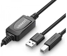 Kabelis USB A kištukas - B kištukas spausdintuvui 10m su stiprintuvu US122 UGREEN