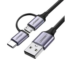 UGREEN Type-C/MicroUSB kabelis QC 3.0 1m