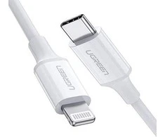 USB laidas Ugreen US171 MFi USB-C iki Lightning 3A 1.0m baltas