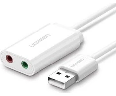 Išorinis USB garso adapteris UGREEN 15 cm - Baltas
