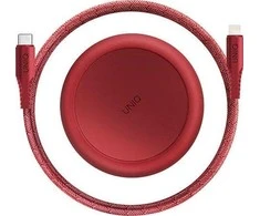 MFi Uniq Halo USB-C / Lightning 18W nailono suvyniotas laidas 1,2 m - raudonas