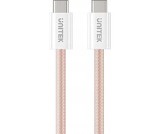 Unitek USB C PD magnetiškai ištraukiamas laidas 100W rožinis 1m